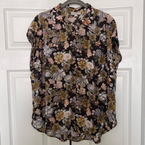 Loft Outlet Floral Patterned Button Front Shirt Size M - Picture 1 of 7